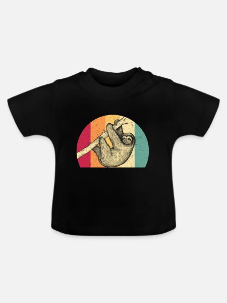 Retro Faultier - Baby Bio-T-Shirt mit Rundhals - Schwarz