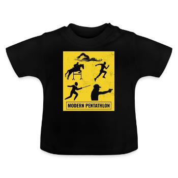 Pentathlon moderne - Escrime Natation Équitation - T-shirt bio col rond Bébé - noir - Devant