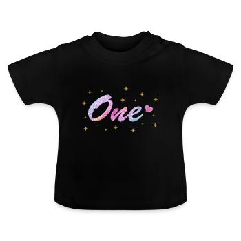 joyeux anniversaire 1 an fille - T-shirt bio col rond Bébé - noir - Devant