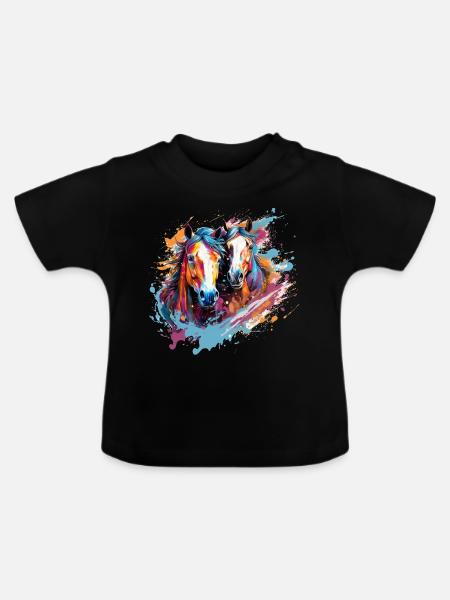 Pferdestärke - Baby Bio-T-Shirt mit Rundhals - Schwarz