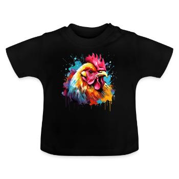 French rooster, friend of hens - Baby Organic T-Shirt with Round Neck - black - Front