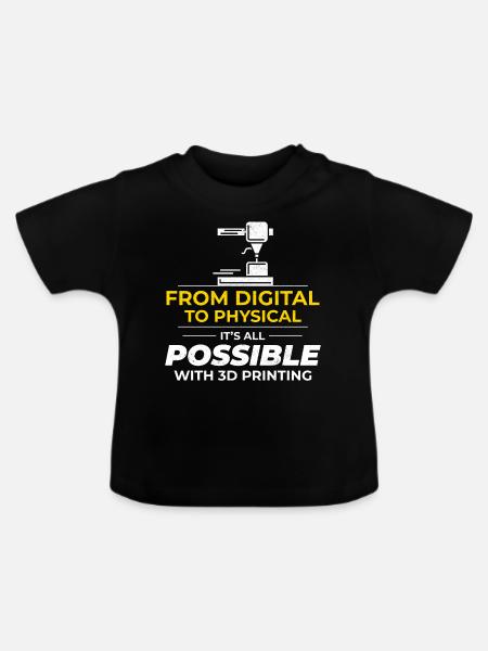 3D-Drucker 3D-Druck - Baby Bio-T-Shirt mit Rundhals - Schwarz