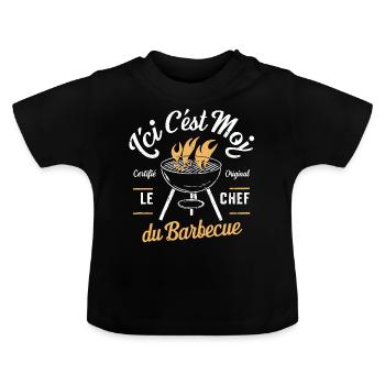 Le Chef du Barbecue - T-shirt bio col rond Bébé - noir - Devant