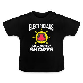 Elektriker Humor Elektrotechniker Ingenieur - Baby Bio-T-Shirt mit Rundhals - Schwarz - Vorne