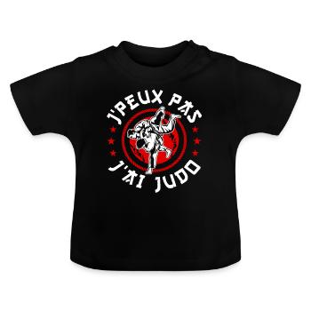 Ich kann nicht, ich kann Judo haben - Baby Bio-T-Shirt mit Rundhals - Schwarz - Vorne