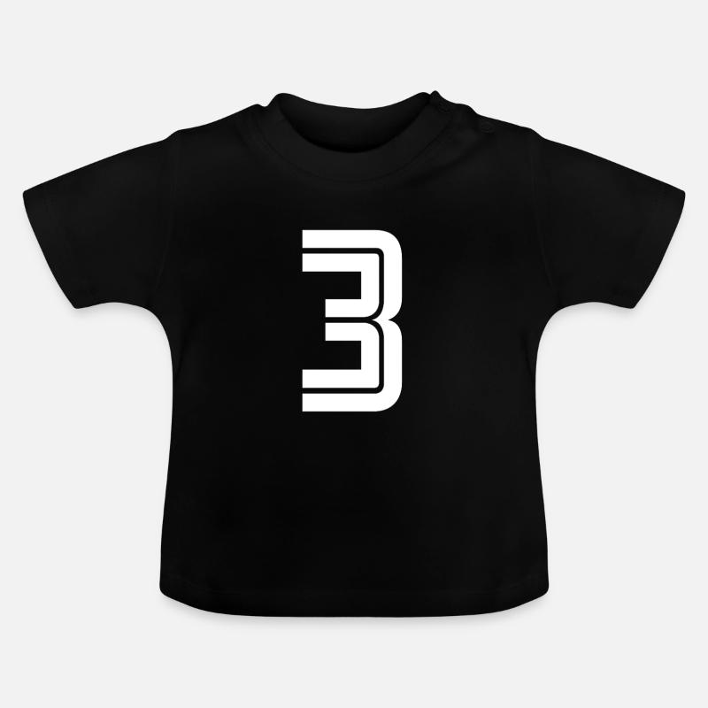 Trikotnummer 3 – Geschenk zum 3-jährigen Jubiläum - Baby Bio-T-Shirt mit Rundhals - Schwarz