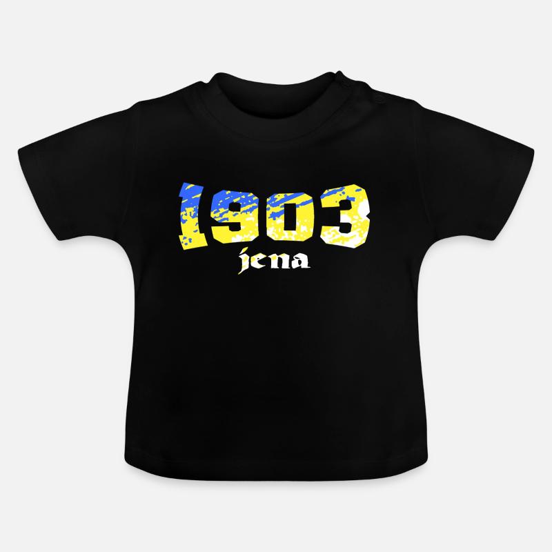 1903 Iéna Bleu - Jaune - Blanc - T-shirt bio col rond Bébé - noir