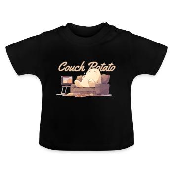 Couch Potato - Baby Organic T-Shirt with Round Neck - black - Front