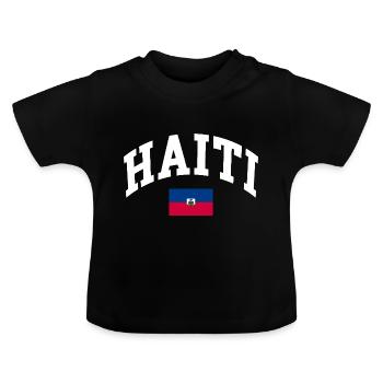 Drapeau d’Haïti - T-shirt bio col rond Bébé - noir - Devant