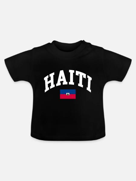 Haiti Flagge - Baby Bio-T-Shirt mit Rundhals - Schwarz