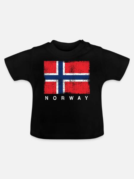 Norwegische Flagge - Økologisk T-shirt til baby, rund hals - sort