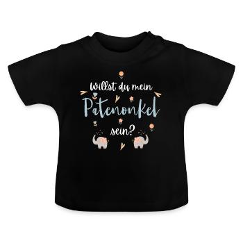 Willst du mein Patenonkel sein? Neffe Kind - Baby Bio-T-Shirt mit Rundhals - Schwarz - Vorne