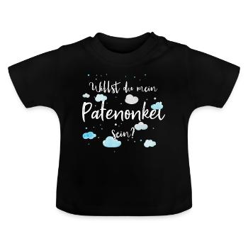 Willst du mein Patenonkel sein? Neffe Kind - Baby Bio-T-Shirt mit Rundhals - Schwarz - Vorne