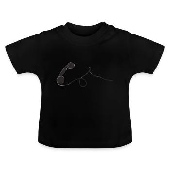 Black old analog retro telephone handset - Baby Organic T-Shirt with Round Neck - black - Front