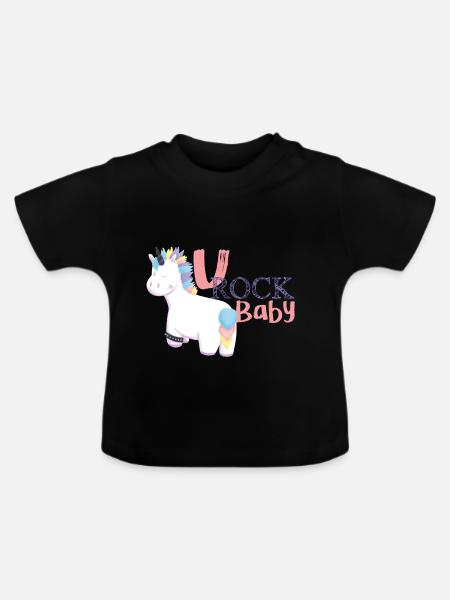 Einhorn-Punk - Baby Bio-T-Shirt mit Rundhals - Schwarz