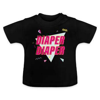 DIAPER DIAPER - Baby Organic T-Shirt with Round Neck - black - Front