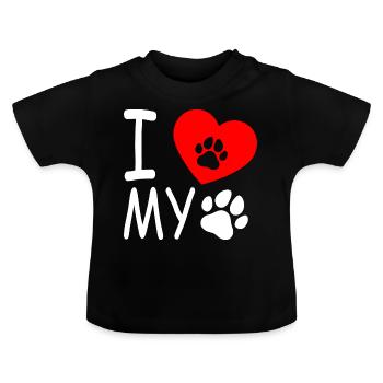 J’aime mon chien - T-shirt bio col rond Bébé - noir - Devant
