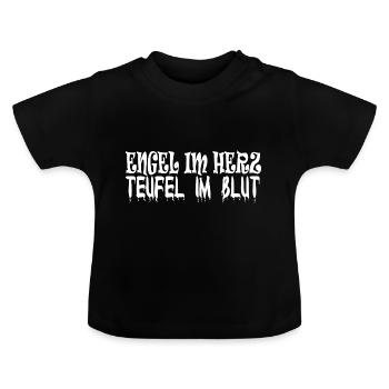 Engel im Herz Teufel im Blut - Baby Bio-T-Shirt mit Rundhals - Schwarz - Vorne