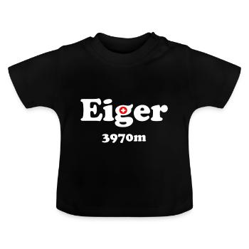 Eiger mit Schweizerkreuz - Baby Bio-T-Shirt mit Rundhals - Schwarz - Vorne