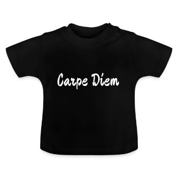 White Carpe Diem - Baby Organic T-Shirt with Round Neck - black - Front