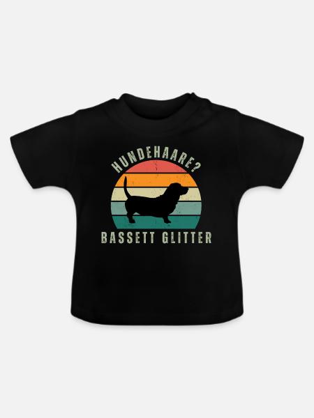 Basset Glitter Retro Sunset - Baby Bio-T-Shirt mit Rundhals - Schwarz