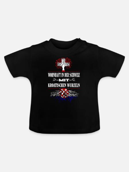 Schweiz-Kroatien - Baby Bio-T-Shirt mit Rundhals - Schwarz