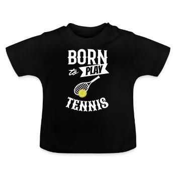 Né pour jouer au tennis joueur joueur - T-shirt bio col rond Bébé - noir - Devant