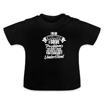 ingénieur - T-shirt bio col rond Bébé - noir - Devant