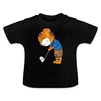 Tiger Golfschläger Abschlag Wood Geschenk Golf - Baby Bio-T-Shirt mit Rundhals - Schwarz - Vorne