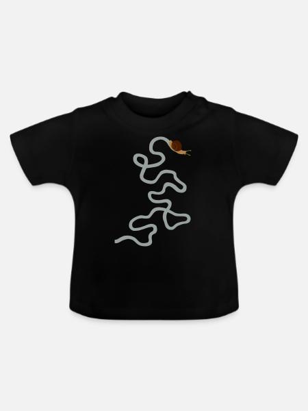 Schnecke mit Schleim - Baby Bio-T-Shirt mit Rundhals - Schwarz