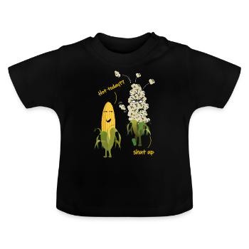 Corn popcorn hot weather summer - Baby Organic T-Shirt with Round Neck - black - Front