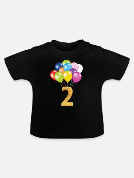 2 barn födelsedag grattis på födelsedagen - Ekologisk T-shirt med rund hals baby - svart