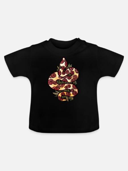 Snake - Baby Organic T-Shirt with Round Neck - black