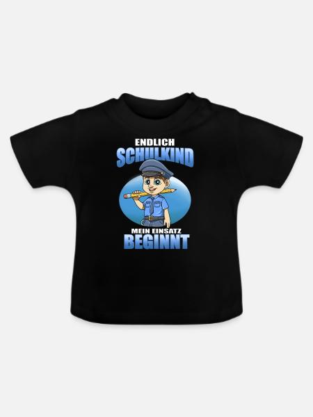 Einschulung Polizei Shirt - Einschulung Vorschule - Baby Bio-T-Shirt mit Rundhals - Schwarz
