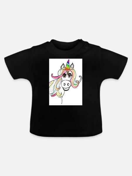 Einhorn - Baby Bio-T-Shirt mit Rundhals - Schwarz