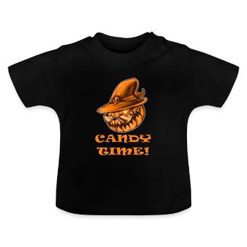 Halloween Candy Time - Baby Bio-T-Shirt mit Rundhals - Schwarz - Vorne