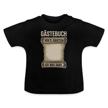 33. Geburtstag Gästebuch - Baby Bio-T-Shirt mit Rundhals - Schwarz - Vorne