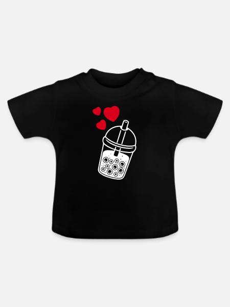 Bubble Tea Love Boba - Baby Bio-T-Shirt mit Rundhals - Schwarz