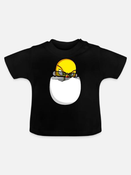 Agent Birdy Comic Vogel Küken - Baby Bio-T-Shirt mit Rundhals - Schwarz