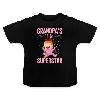 Grandma's little Superstar - Baby Bio-T-Shirt mit Rundhals - Schwarz - Vorne