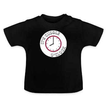 It's Cuddle O Clock - Baby Organic T-Shirt with Round Neck - black - Front