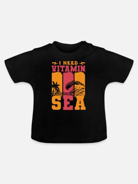 ICH BRAUCHE VITAMIN SEA - Baby Bio-T-Shirt mit Rundhals - Schwarz