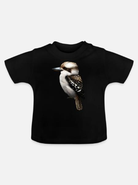 Süßer Kookaburra - Baby Bio-T-Shirt mit Rundhals - Schwarz
