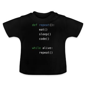 Mangez le code de sommeil répétez - T-shirt bio col rond Bébé - noir - Devant