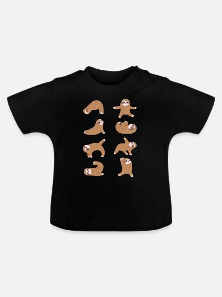 Yoga Sloth - Baby Bio-T-Shirt mit Rundhals - Schwarz