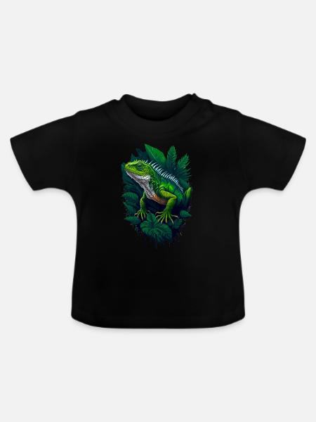 Reptilien-Leguan - Baby Bio-T-Shirt mit Rundhals - Schwarz
