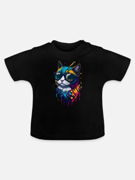 Niedliche Katze - Baby Bio-T-Shirt mit Rundhals - Schwarz