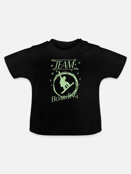 Team Boarding Snowboarding - Baby Bio-T-Shirt mit Rundhals - Schwarz