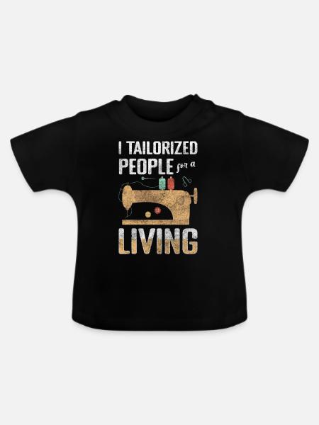 Schneiderin Schere Nähen Nähmaschine - Baby Bio-T-Shirt mit Rundhals - Schwarz