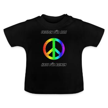 Demo Peace for All Hate for No 3 Anti AFD - Baby Organic T-Shirt with Round Neck - black - Front